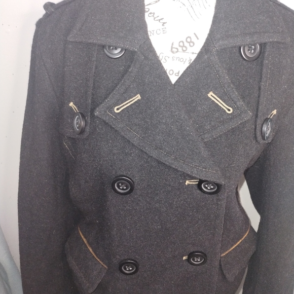 AEO Black Reversible Double Breasted Peacoat M - Picture 12 of 12